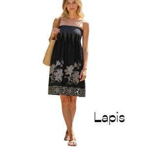 Anthropologie Lapis Black Silver Beaded Dress/Skirt One Size NWT